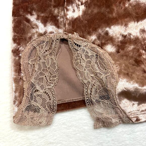 Lauren Conrad M Velour Lace Trim Top Pink Cozy Chic Lounge Sleep Sexy Y2K Retro - Picture 6 of 10